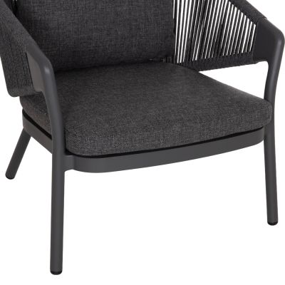 LOUNGE ALUMINUM CHAIR XANTION HM6471.01 WITH ROPE & CUSHIONS--GREY 71.5x77x78Hcm.