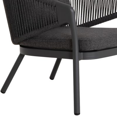 LOUNGE ALUMINUM CHAIR XANTION HM6471.01 WITH ROPE & CUSHIONS--GREY 71.5x77x78Hcm.