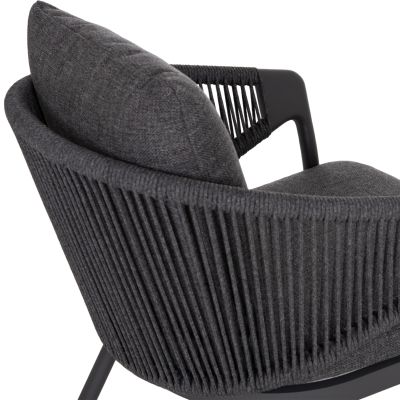 LOUNGE ALUMINUM CHAIR XANTION HM6471.01 WITH ROPE & CUSHIONS--GREY 71.5x77x78Hcm.