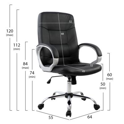 Manager's office chair HM1024.01 with chromed base 64x55x120 cm.