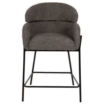 BAR STOOL MEDIUM HEIGHT WOLF HM8584.01 GREY BOUCLE FABRIC-BLACK METAL LEGS 56x56x96Hcm.