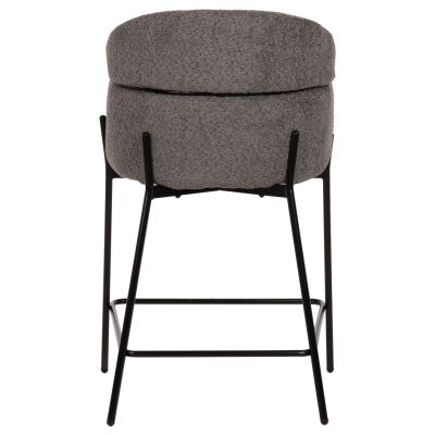 BAR STOOL MEDIUM HEIGHT WOLF HM8584.01 GREY BOUCLE FABRIC-BLACK METAL LEGS 56x56x96Hcm.