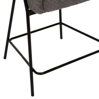 BAR STOOL MEDIUM HEIGHT WOLF HM8584.01 GREY BOUCLE FABRIC-BLACK METAL LEGS 56x56x96Hcm.