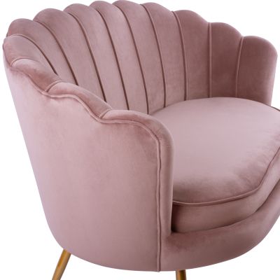 Диван 2 места Coquille HM8627.02 от кадифе гнила ябълка и златни крака 130x81x86см