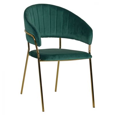 Armchair Theodore HM8520.03 Velvet Cyppress Green Color with metallic frame 55x50x82cm