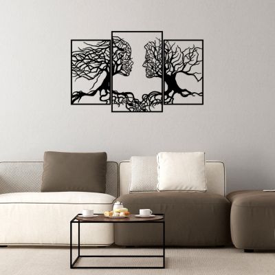 WALL DECORATION 100% METALLIC BLACK TREE WITH HUMAN FACES 116X71 HM7211