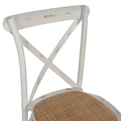 Chair Owen Stackable Wooden from Beech wood White Wash Color with crossed back HM8575.04 45x55,5x90 cm