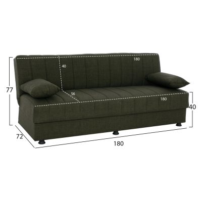 Hm3239.05 ANDRI three-seater sofa-bed, cypress green fabric