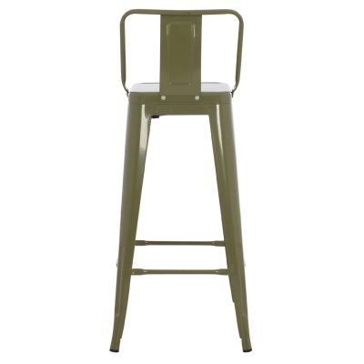 BAR STOOL WITH BACKREST MELITA HM8643.03 METAL IN DARK OLIVE GREEN 43Χ43Χ100Hcm.
