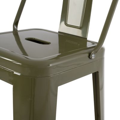 BAR STOOL WITH BACKREST MELITA HM8643.03 METAL IN DARK OLIVE GREEN 43Χ43Χ100Hcm.