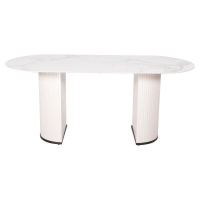 DINING TABLE CORBY HM9771.01 CERAMIC 12mm TOP IN WHITE MARBLE COLOR-MDF IN WHITE 180x90x76Hcm.