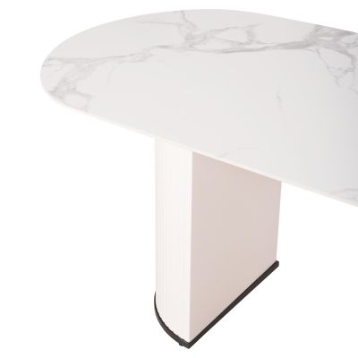 DINING TABLE CORBY HM9771.01 CERAMIC 12mm TOP IN WHITE MARBLE COLOR-MDF IN WHITE 180x90x76Hcm.