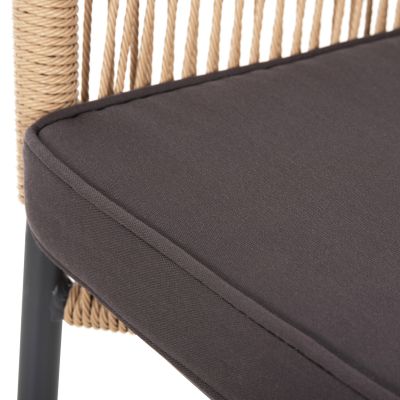 ARMCHAIR ALUMINUM LOKKI HM5855.02 CHARCOAL GREY WITH WICKER ROPE PE 56x66x82
