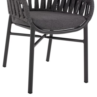 ARMCHAIR ALUMINUM DARK GREY WITH ROPE DARK GREY  HM5857.01 57x56x78Η cm.