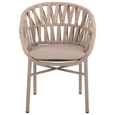 ARMCHAIR ALUMINUM LIGHT MOCHA & BEIGE ROPE 57x56x78Hcm.HM5857.03