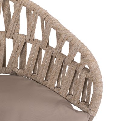 ARMCHAIR ALUMINUM LIGHT MOCHA & BEIGE ROPE 57x56x78Hcm.HM5857.03