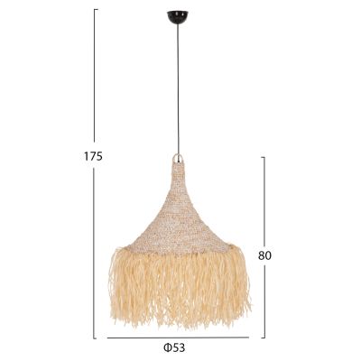 CEILING PENDANT LAMP HM7816 PALM LEAF FIBER FRINGES IN NATURAL COLOR Φ53x45Hcm