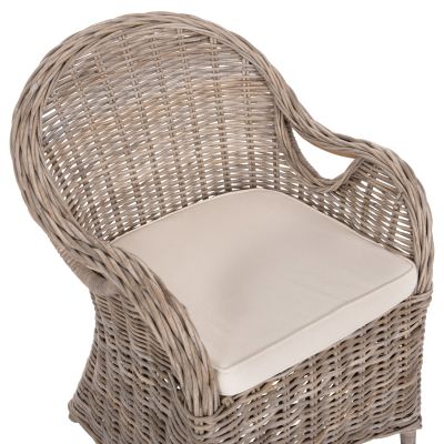 ARMCHAIR KEYLA HM9536 BROWN RATTAN-ECRU CUSHION 63x65x87Hcm.