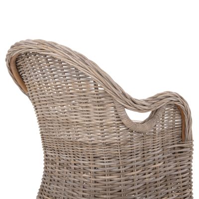 ARMCHAIR KEYLA HM9536 BROWN RATTAN-ECRU CUSHION 63x65x87Hcm.