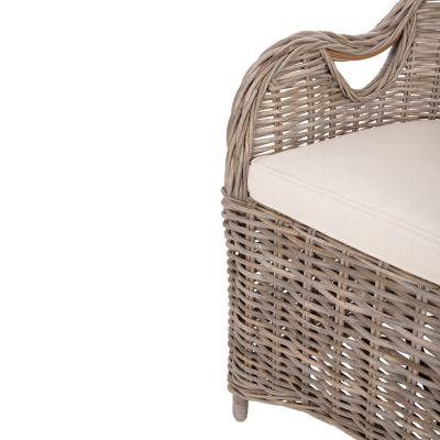 ARMCHAIR KEYLA HM9536 BROWN RATTAN-ECRU CUSHION 63x65x87Hcm.