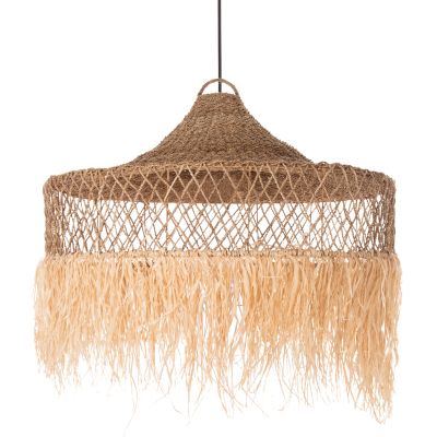 CEILING PENDANT LAMP HM4031 PALM LEAF FIBERS AND SEAGRASS FRINGES IN NATURAL Φ123x65Hcm.