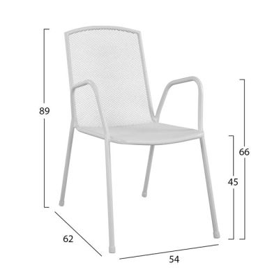 Комплект 5 части с алуминиева маса 120x80x75.5 и метални кресла HM10526 бяло