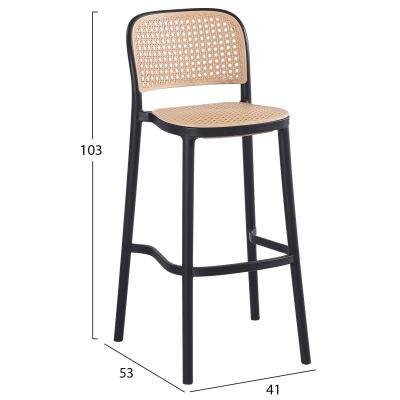 БАР СТОЛ HM5939.02 ПОЛИПРОПИЛЕН ЧЕРНО-БЕЖОВ 41x53x103Hcm.