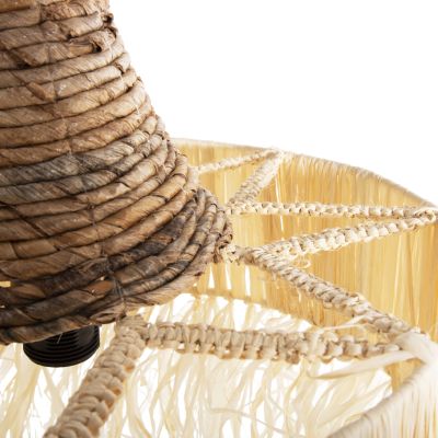 CEILING PENDANT LAMP WITH FRINGES HM7853 DRIED PALM FIBERS Φ41x34Hcm.