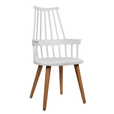 Dining chair from polypropylene+wood Yvonne HM0107.01 White 55,5X56X102 cm