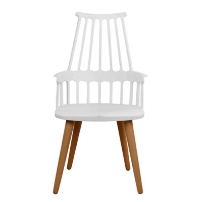 Dining chair from polypropylene+wood Yvonne HM0107.01 White 55,5X56X102 cm