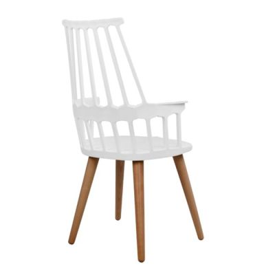 Dining chair from polypropylene+wood Yvonne HM0107.01 White 55,5X56X102 cm