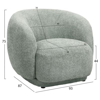 ARMCHAIR KARPEN HM9600.05 PISTACHIO GREEN BOUCLE FABRIC 93x87x78H cm.
