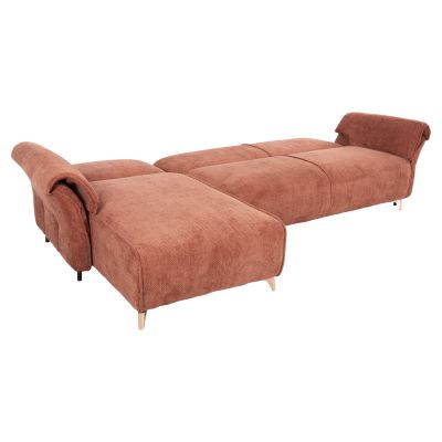 CORNER REVERSIBLE SOFA-BED MAILO HM6071.04 ORANGE FABRIC-METAL LEGS 300x150x80Hcm.