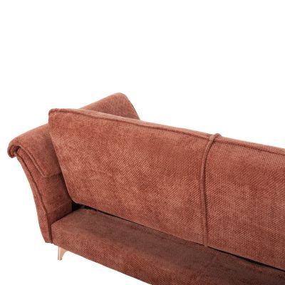 CORNER REVERSIBLE SOFA-BED MAILO HM6071.04 ORANGE FABRIC-METAL LEGS 300x150x80Hcm.