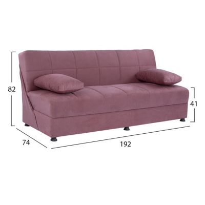 SOFA-BED 3-seater EGE FB93067.06 DUSTY PINK VELVET 192x74x82Hcm