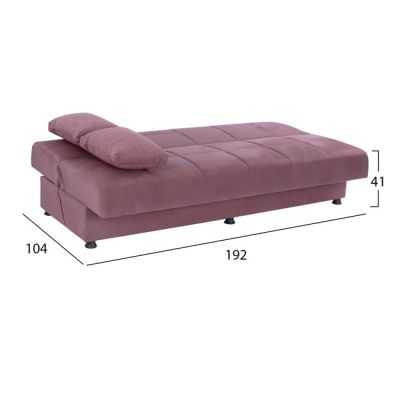 SOFA-BED 3-seater EGE FB93067.06 DUSTY PINK VELVET 192x74x82Hcm