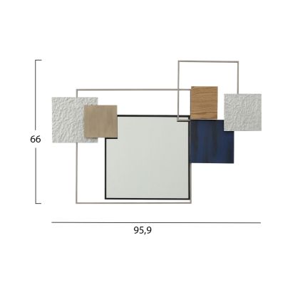 ДЕКОР ЗА СТЕНА HM7563 МЕТАЛНО ОГЛЕДАЛО С КВАДРАТНИ ФОРМИ В РАЗЛИЧНИ ЦВЕТОВЕ ОКОЛО - БЯЛО, БЕЗБЯЛО, БЕЖОВО, СИНЬО, СИВО
