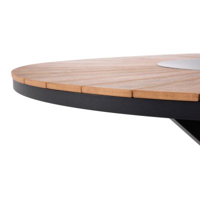 OUTDOOR ROUND TABLE MORIL HM6041.01 ALUMINUM IN ANTHRACITE-POLYWOOD IN NATURAL WOOD Φ120cm.