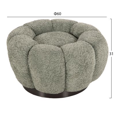 SET SWIVELLING ARMCHAIR WITH ROUND STOOL GRYMM HM10928.05 PISTACHIO GREEN BOUCLE FABRIC