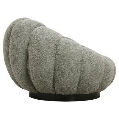 SET SWIVELLING ARMCHAIR WITH ROUND STOOL GRYMM HM10928.05 PISTACHIO GREEN BOUCLE FABRIC