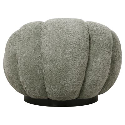 SET SWIVELLING ARMCHAIR WITH ROUND STOOL GRYMM HM10928.05 PISTACHIO GREEN BOUCLE FABRIC