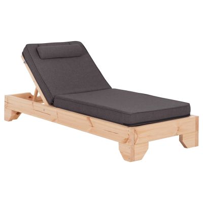 BEACH LOUNGER WITH CUSHION KORINOS HM10778.73 PINE WOOD--OLEFIN COVER IN GREY 79x204x77Hcm.