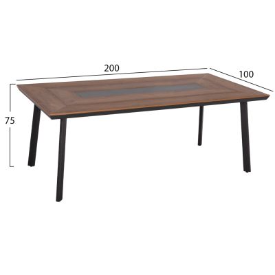 OUTDOOR DINING SET 7PCS TOPIN HM10825.03 ALUMINUM IN DARK GREY--POLYWOOD--P.E.RATTAN