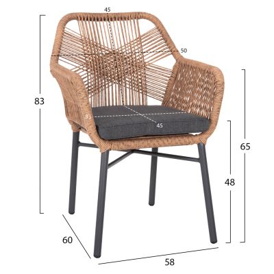 OUTDOOR DINING SET 7PCS TOPIN HM10825.03 ALUMINUM IN DARK GREY--POLYWOOD--P.E.RATTAN