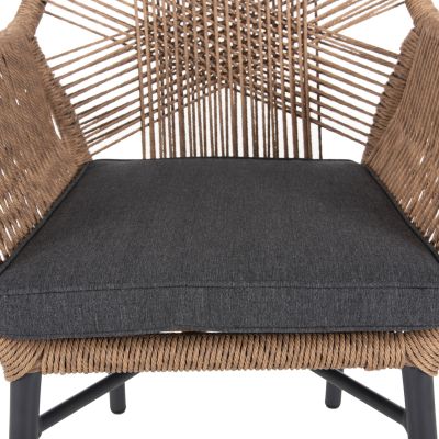 OUTDOOR DINING SET 7PCS TOPIN HM10825.03 ALUMINUM IN DARK GREY--POLYWOOD--P.E.RATTAN