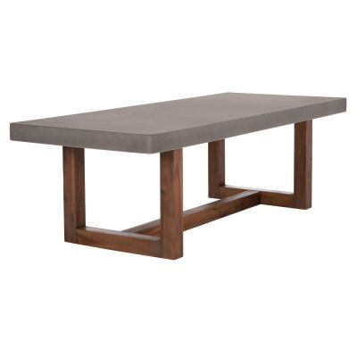 DINING TABLE ASTOR HM6572.01 GREY FIBER CEMENT TOP--ACACIA WOOD LEGS 240x100x75Hcm