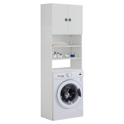 WASHING MACHINE FURNITURE TERRY WITH CABINET AND SHELVES MELAMINE WHITE 64Χ27Χ180Hcm.HM9122.11