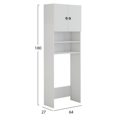 WASHING MACHINE FURNITURE TERRY WITH CABINET AND SHELVES MELAMINE WHITE 64Χ27Χ180Hcm.HM9122.11