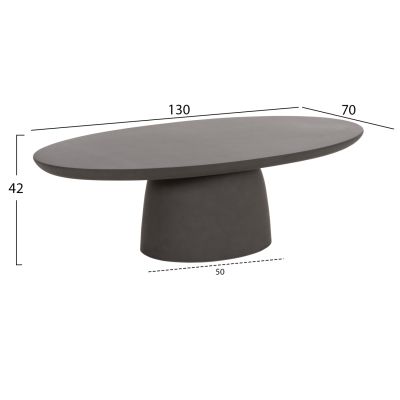COFFEE TABLE OVAL BRECCAN HM6594.01 GREY FIBER CEMENT 130x70x42Hcm.