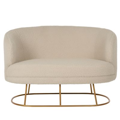 SOFA 2-SEATER ARIEN HM8492.20 ECRU BOUCLE FABRIC AND GOLD METAL BASE 130x75x85Hcm.